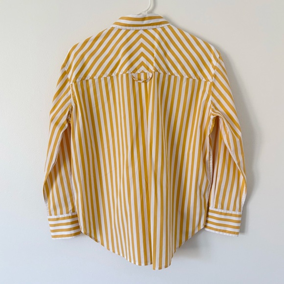 AYR Yellow White The Deep End Oversized Cotton Striped Button Down Shirt Size XS - Picture 10 of 13